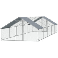 HKM-1991997 Large Outdoor Chicken Coop with Waterproof Cover, Steel Frame, 32.8' x 9.8' x 6.4'