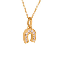 HKM-199251 18K Gold Plated Hypoallergenic Trendy Gold Plated Jewelry 2024 Fashion Cuban Link Chain Zircon Horseshoe Pendant Necklace