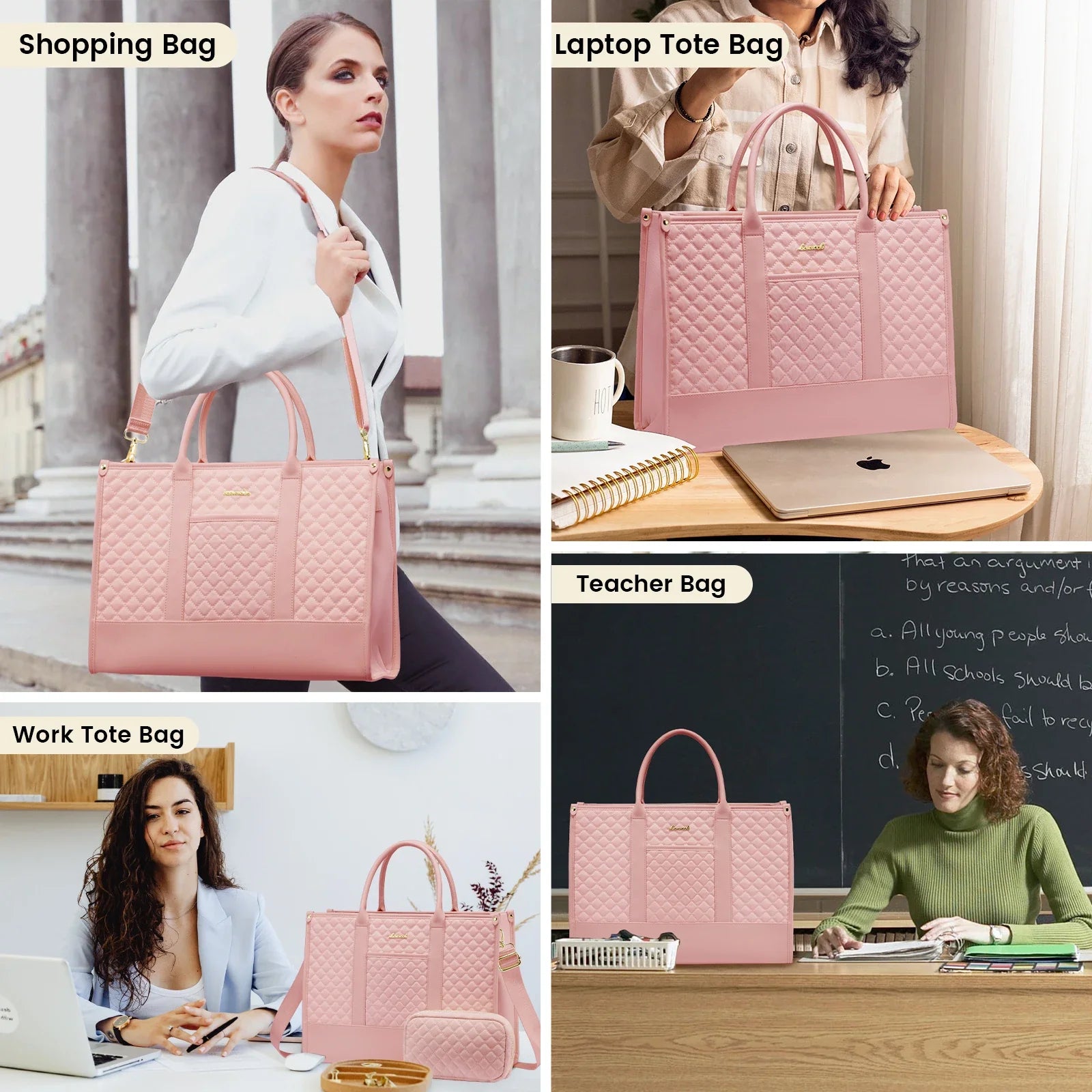 HKM-199251 Large Capacity 15.6 Inch Lightweight Laptop Tote for Office Use - Fashionable Work Briefcase for Women