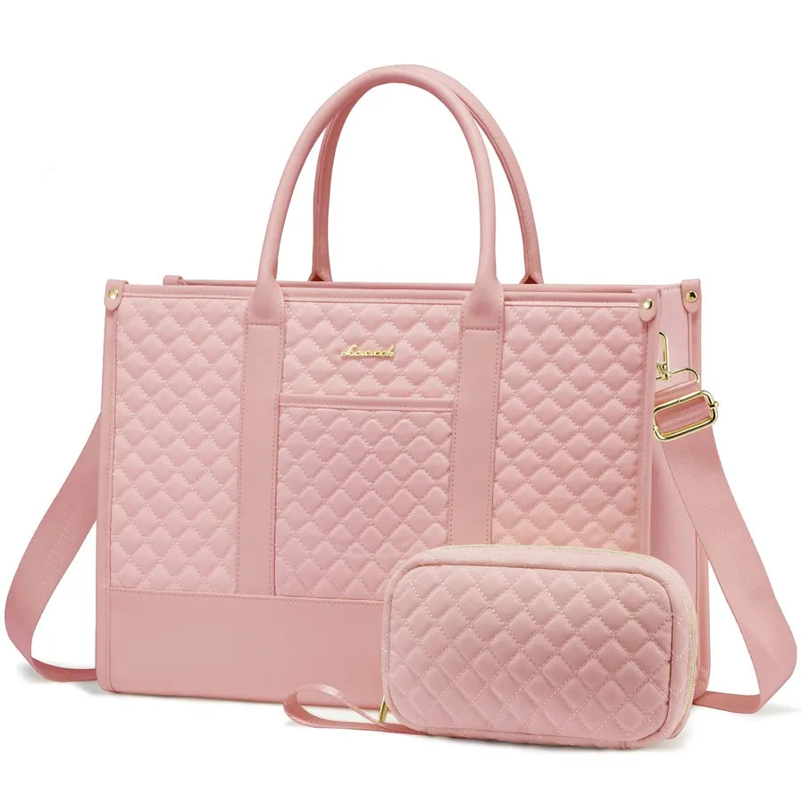 HKM-199251 Large Capacity 15.6 Inch Lightweight Laptop Tote for Office Use - Fashionable Work Briefcase for Women