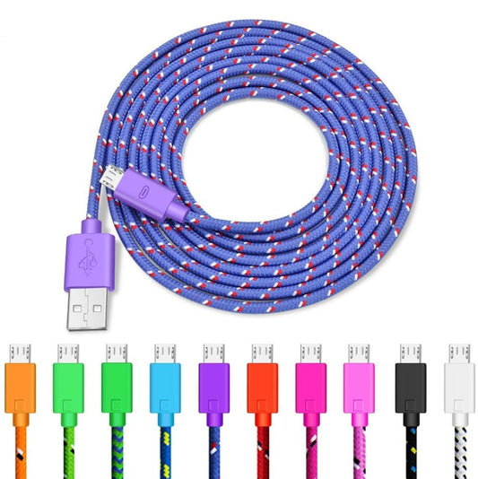 HKM-199251 Woven Nylon Cloth Charging Data Cable - Lengths from 0.2m to 3m in Various Colors for Android & Type-C