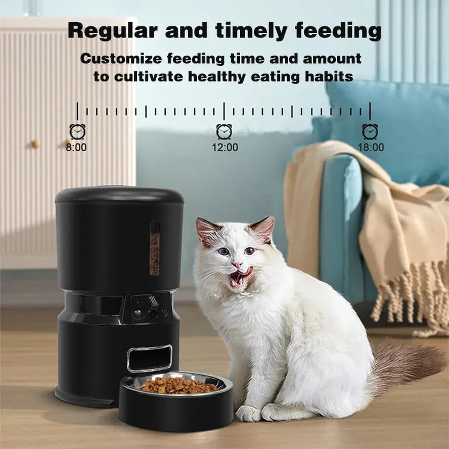 HKM-199315 Automatic 4L Cat Feeder with Voice Recording and Timed Dispensing