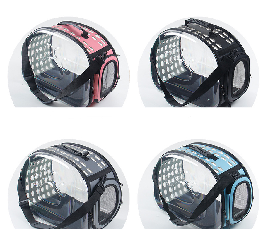 HKM-199379 Transparent Foldable Cat and Dog Backpack with Breathable 4-Sided Design
