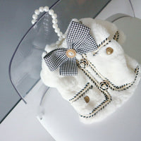 HKM-1994685 Houndstooth Plush Jacket with Scarf for Small Dogs and Cats in Autumn and Winter