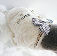 HKM-1994685 Houndstooth Plush Jacket with Scarf for Small Dogs and Cats in Autumn and Winter