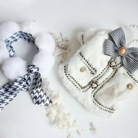 HKM-1994685 Houndstooth Plush Jacket with Scarf for Small Dogs and Cats in Autumn and Winter