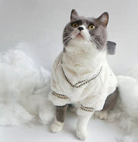 HKM-1994685 Houndstooth Plush Jacket with Scarf for Small Dogs and Cats in Autumn and Winter