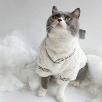 HKM-1994685 Houndstooth Plush Jacket with Scarf for Small Dogs and Cats in Autumn and Winter
