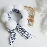 HKM-1994685 Houndstooth Plush Jacket with Scarf for Small Dogs and Cats in Autumn and Winter
