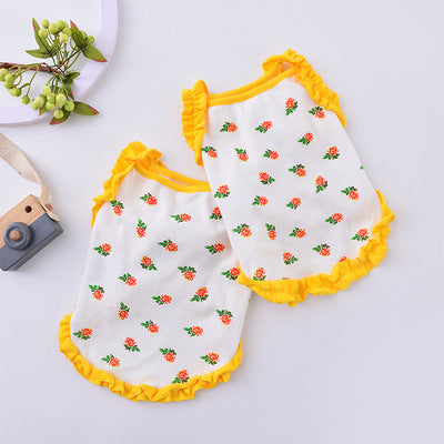 HKM-1996477 Lace Suspender Skirt Dress for Dogs - Cotton Spring/Summer Pet Apparel in Yellow