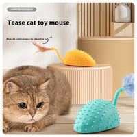 HKM-1996733 Remote Control Silicone Cat Toy Mouse with USB Charging and Teasing Feathers