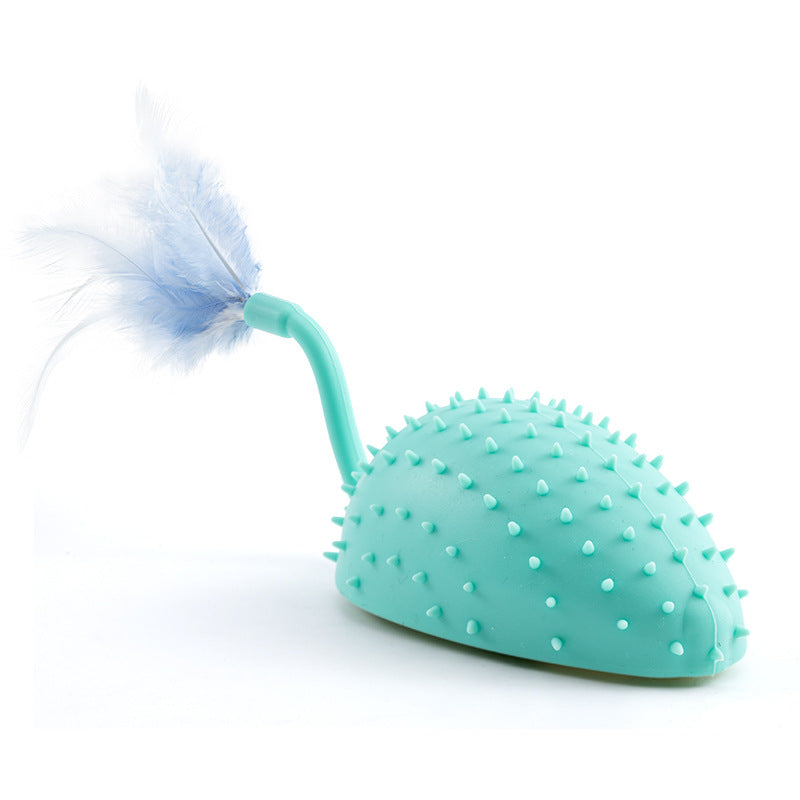 HKM-1996733 Remote Control Silicone Cat Toy Mouse with USB Charging and Teasing Feathers
