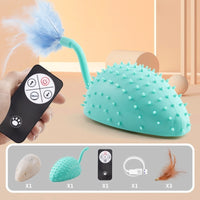 HKM-1996733 Remote Control Silicone Cat Toy Mouse with USB Charging and Teasing Feathers