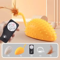 HKM-1996733 Remote Control Silicone Cat Toy Mouse with USB Charging and Teasing Feathers