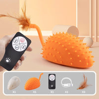 HKM-1996733 Remote Control Silicone Cat Toy Mouse with USB Charging and Teasing Feathers