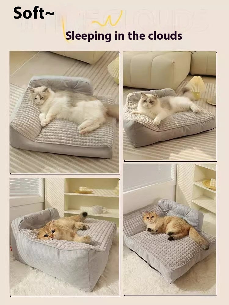 HKM-1997373 Cozy Four Seasons Removable & Washable Cat and Dog Bed with Elegant Gray Cushion