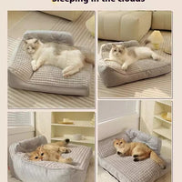 HKM-1997373 Cozy Four Seasons Removable & Washable Cat and Dog Bed with Elegant Gray Cushion