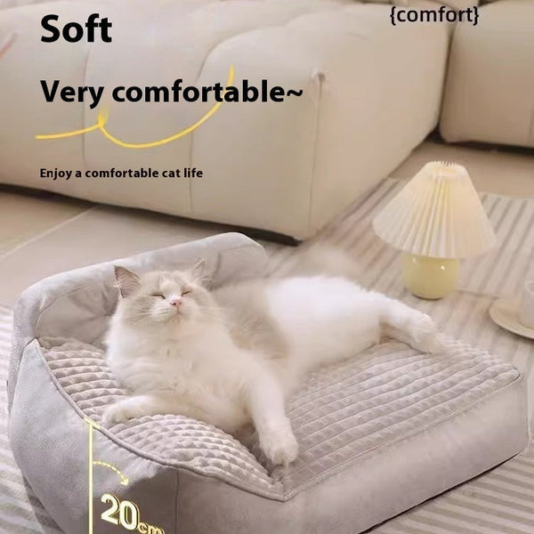 HKM-1997373 Cozy Four Seasons Removable & Washable Cat and Dog Bed with Elegant Gray Cushion