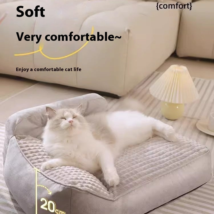 HKM-1997373 Cozy Four Seasons Removable & Washable Cat and Dog Bed with Elegant Gray Cushion