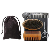 HKM-199763 Beard Care Brush Set with Stainless Steel Combs and Scissors