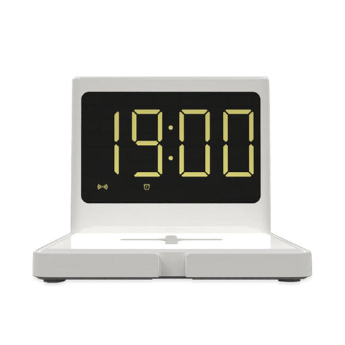HKM-199763 Fast Wireless Charger with Clock Display – USB and Type-C Charging, Black/White