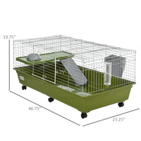 HKM-1997757 47" Small Animal Cage for Chinchillas, Guinea Pigs with Ramp, Platform, Food Dish, Water Bottle, and Wheels
