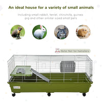 HKM-1997757 47" Small Animal Cage for Chinchillas, Guinea Pigs with Ramp, Platform, Food Dish, Water Bottle, and Wheels