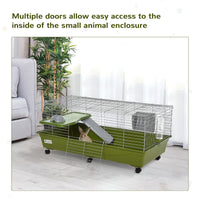 HKM-1997757 47" Small Animal Cage for Chinchillas, Guinea Pigs with Ramp, Platform, Food Dish, Water Bottle, and Wheels