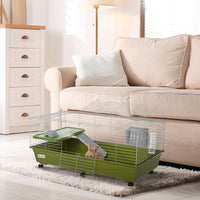 HKM-1997757 47" Small Animal Cage for Chinchillas, Guinea Pigs with Ramp, Platform, Food Dish, Water Bottle, and Wheels