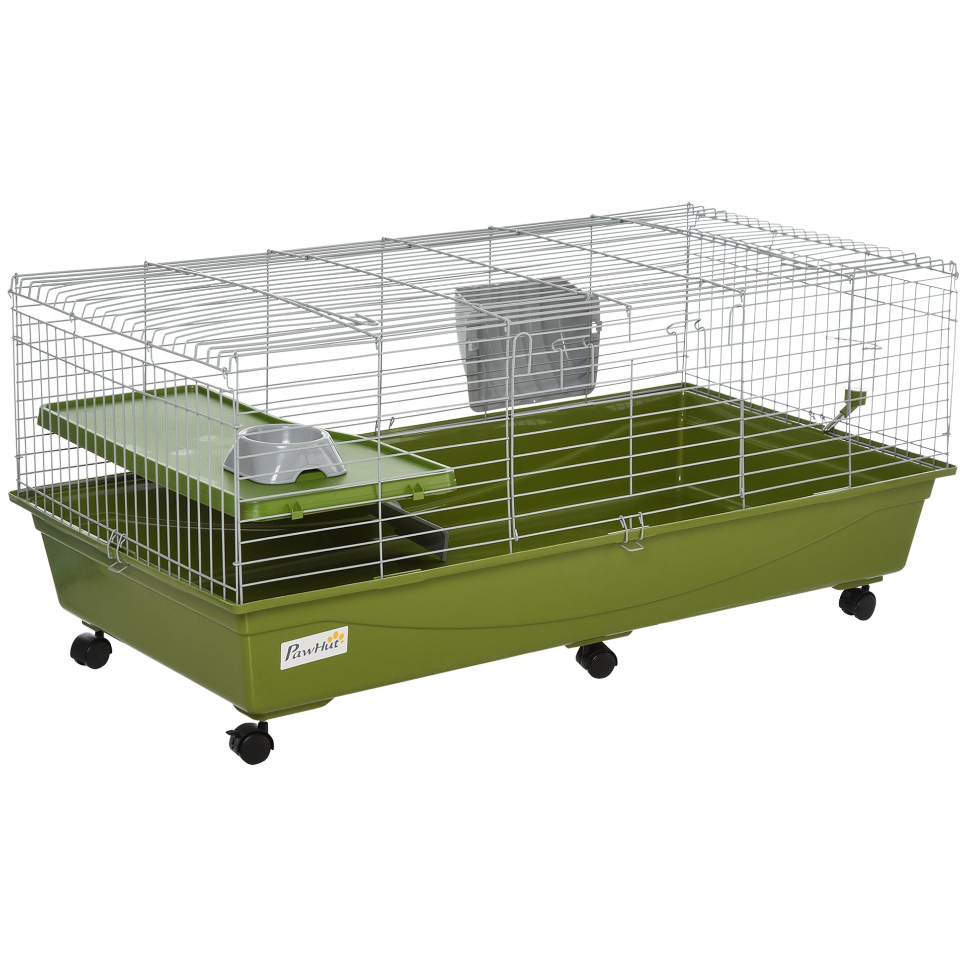 HKM-1997757 47" Small Animal Cage for Chinchillas, Guinea Pigs with Ramp, Platform, Food Dish, Water Bottle, and Wheels