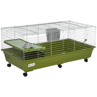 HKM-1997757 47" Small Animal Cage for Chinchillas, Guinea Pigs with Ramp, Platform, Food Dish, Water Bottle, and Wheels
