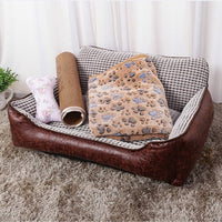 HKM-1998141 Corn Fleece Doghouse with Kennel, Blanket, Mat, and Toy Bones - Fully Washable Pet Nest in Multiple Sizes
