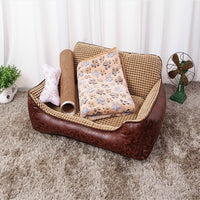 HKM-1998141 Corn Fleece Doghouse with Kennel, Blanket, Mat, and Toy Bones - Fully Washable Pet Nest in Multiple Sizes