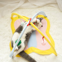HKM-1998909 Funny Fleece Cat Stick Toy - Casual Yellow and Black Design for Playful Kitties