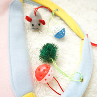 HKM-1998909 Funny Fleece Cat Stick Toy - Casual Yellow and Black Design for Playful Kitties