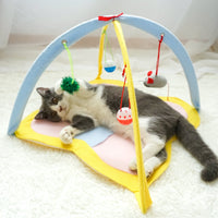 HKM-1998909 Funny Fleece Cat Stick Toy - Casual Yellow and Black Design for Playful Kitties