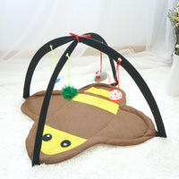 HKM-1998909 Funny Fleece Cat Stick Toy - Casual Yellow and Black Design for Playful Kitties