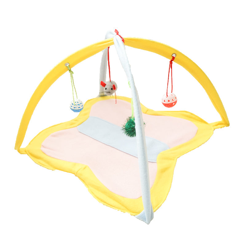HKM-1998909 Funny Fleece Cat Stick Toy - Casual Yellow and Black Design for Playful Kitties