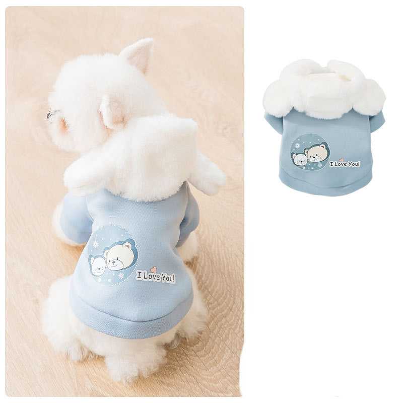 HKM-1999165 Hooded Sweater for Small Dogs with Cute Bear and Duck Design, Soft Milk Silk and Rabbit Hair