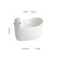 HKM-2000061 Ceramic Cat Bowl with High Feet and Neck Guard in White ¨C Fashionable and Simple Design