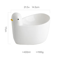 HKM-2000061 Ceramic Cat Bowl with High Feet and Neck Guard in White ¨C Fashionable and Simple Design