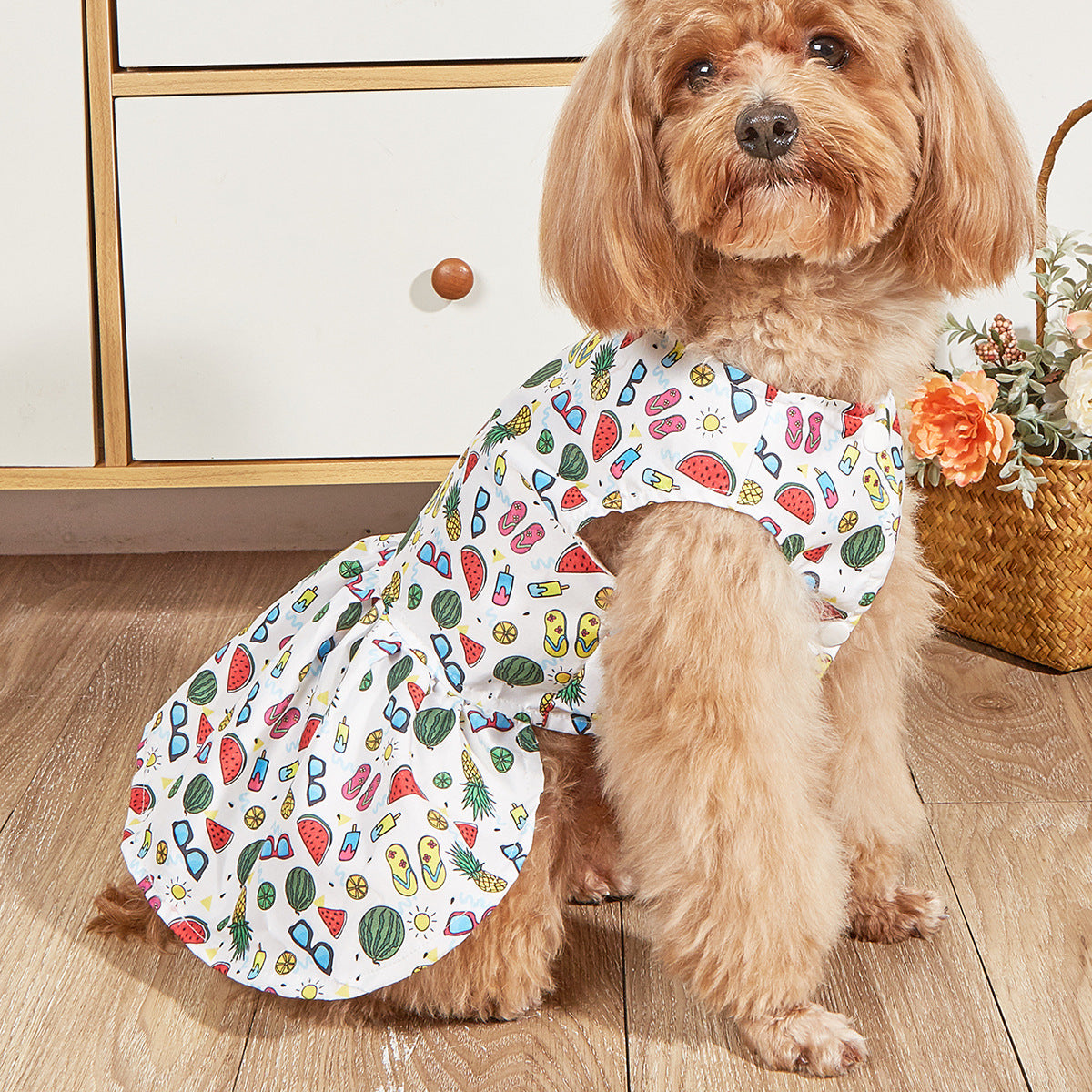 HKM-2000445 Breathable Pet Dog Princess Skirt with Cute Prints in Various Styles and Sizes
