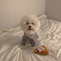 HKM-2000701 Khaki and Navy Blue Check Cotton Pajamas for Dogs with Pockets