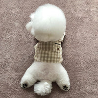 HKM-2000701 Khaki and Navy Blue Check Cotton Pajamas for Dogs with Pockets