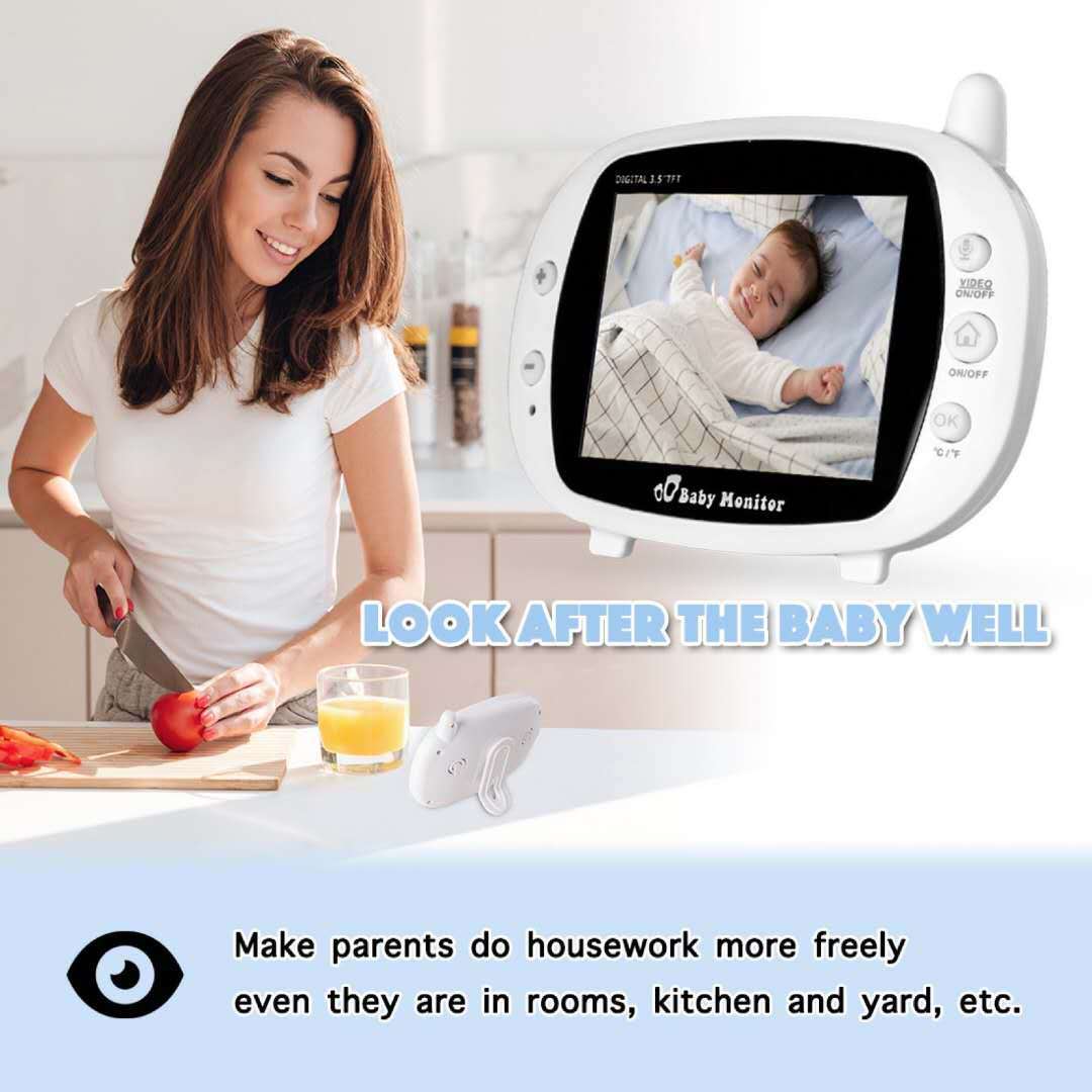 HKM-200083 3.5 Inch Baby Care Night Vision Monitor with Two-Way Intercom and Temperature Display
