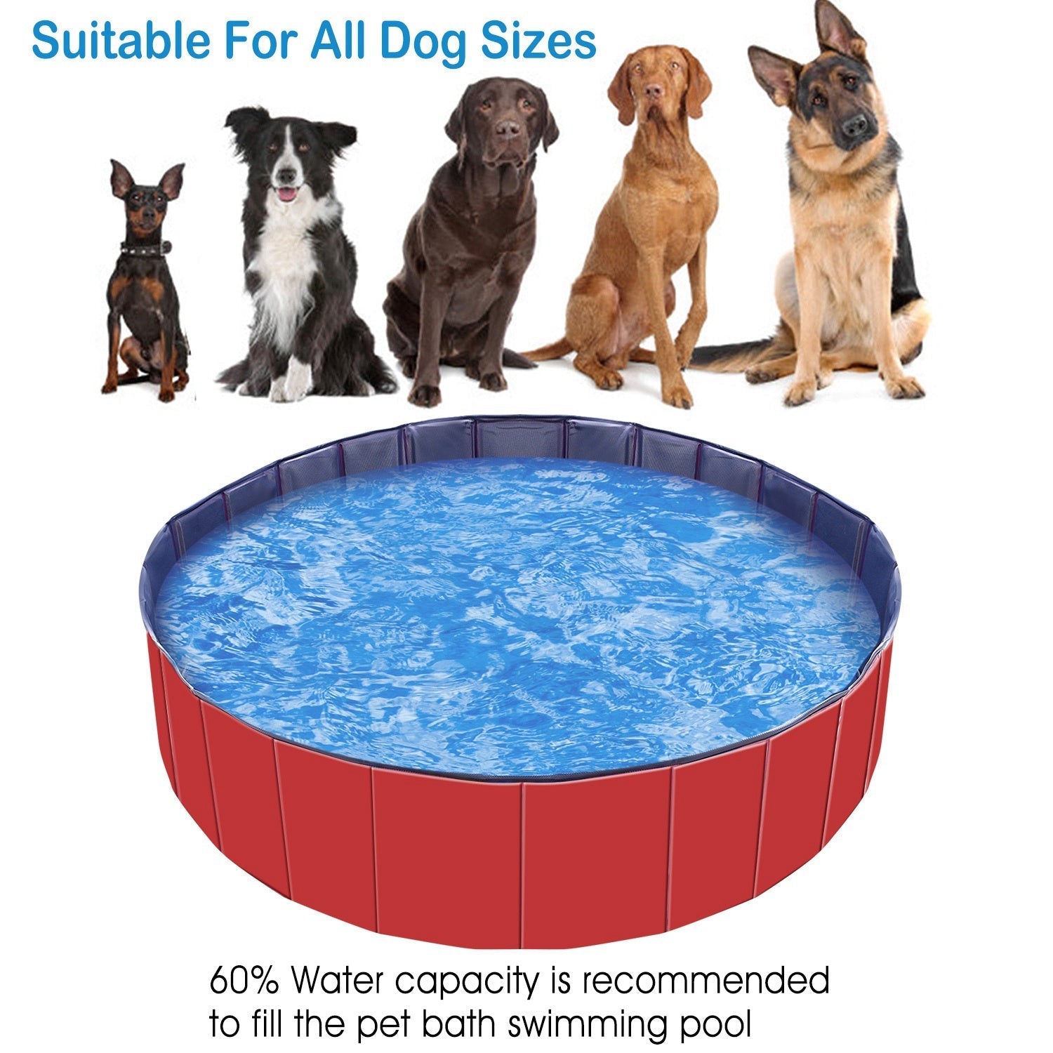 HKM-2001725 Foldable Pet Swimming Pool 160 x 160 x 30 cm Portable PVC Bathing Tub for Dogs and Cats