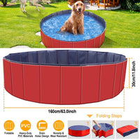 HKM-2001725 Foldable Pet Swimming Pool 160 x 160 x 30 cm Portable PVC Bathing Tub for Dogs and Cats