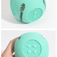 HKM-2002493 Dog Food Leakage Silicone Toys in Yellow, Sky Blue, and Green - Durable Pet Playtime Essentials