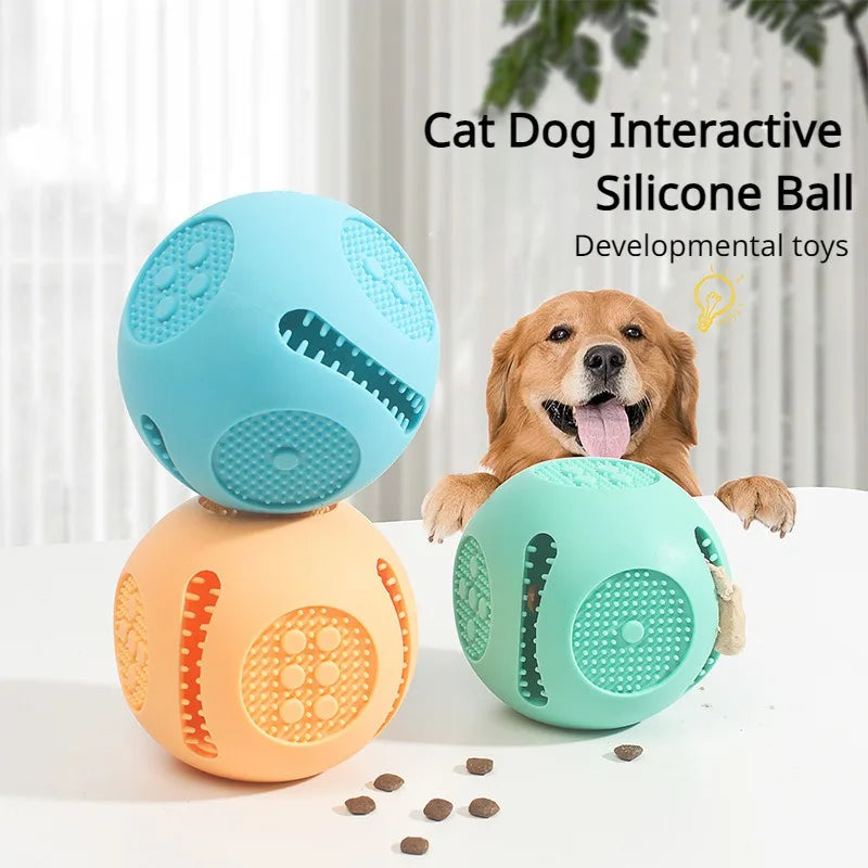 HKM-2002493 Dog Food Leakage Silicone Toys in Yellow, Sky Blue, and Green - Durable Pet Playtime Essentials