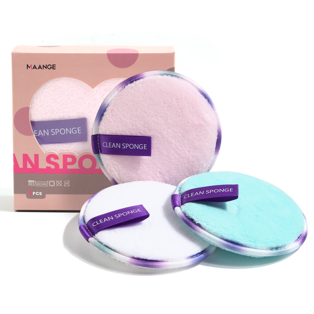HKM-200275 Lazy Makeup Remover Wipes - Soft Reusable Fiber/Sponge Pads, Set of 3